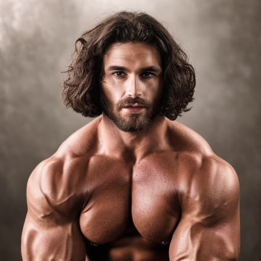 portrait+ style Australian queer pro bodybuilder brunette hunk dude face