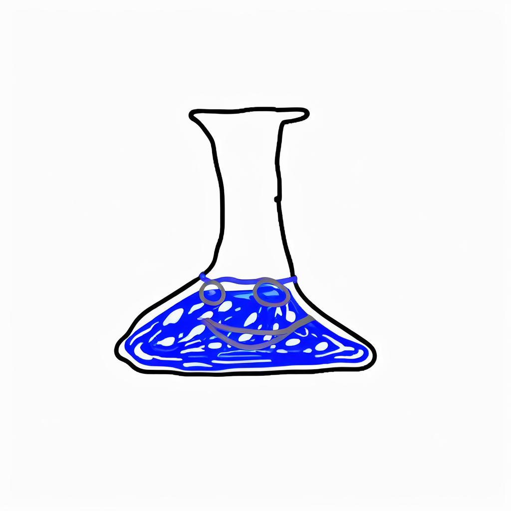  beautiful lab flask with blue liquid on a white background in the style of pixar cartoons, t shirt design