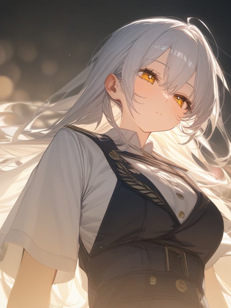  white hair, yellow eyes, d cup, masterpiece, best quality,8k,ultra detailed,high resolution,an extremely delicate and beautiful,hyper detail