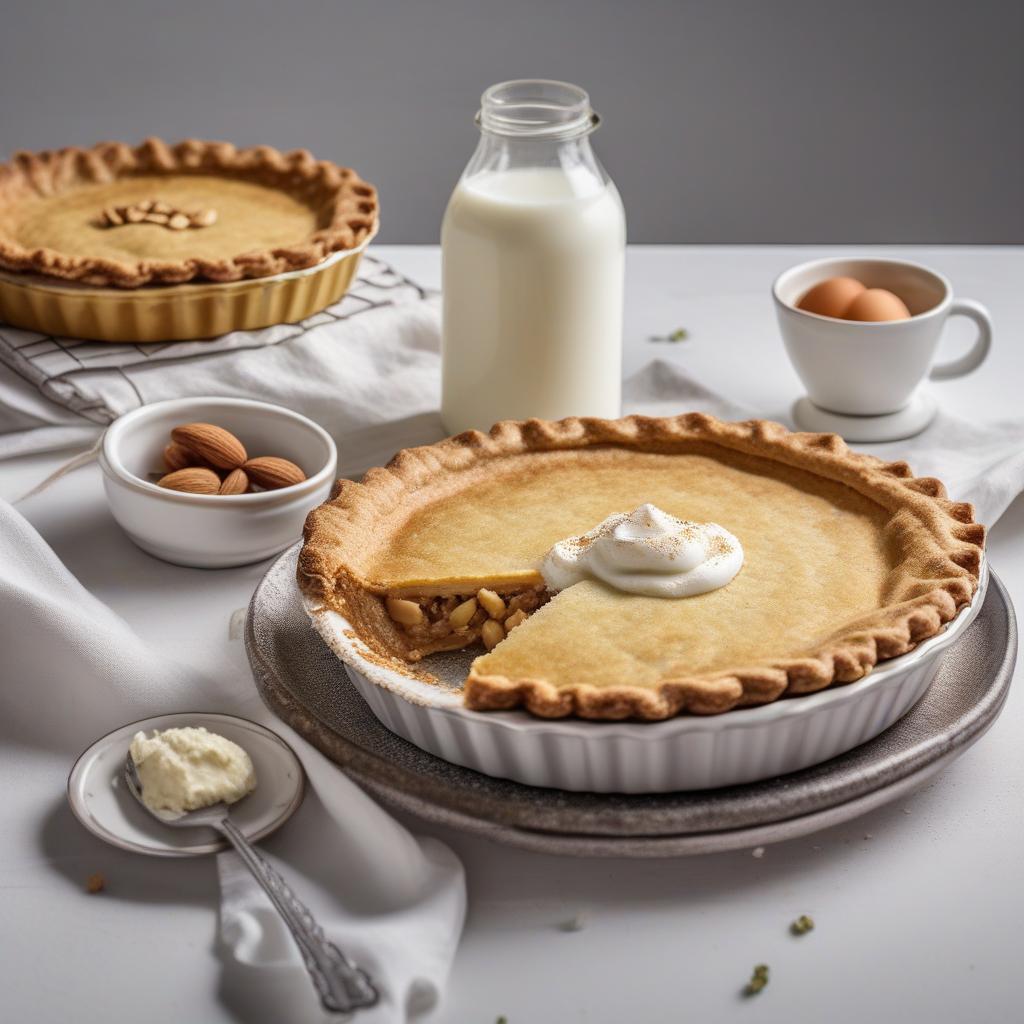  realistic close up portrait meal photo of (((Barbaadian pie))), with (Chicken egg, Whole wheat flour, Milk, Butter, Almond extract, Chemical baking powder, White sugar), ((served in a white plate)), ((with white background)), (((Healthy Eating Plate))), (((Harvard Eating Plate))), ((food photography)), with macro lens, shallow depth of field, highly detailed, natural lighting, natural colors, photorealism, Canon EOS R3, nikon, f/1.4, ISO 200, 1/160s, 8K, RAW, unedited, in-frame hyperrealistic, full body, detailed clothing, highly detailed, cinematic lighting, stunningly beautiful, intricate, sharp focus, f/1. 8, 85mm, (centered image composition), (professionally color graded), ((bright soft diffused light)), volumetric fog, trending on instagram, trending on tumblr, HDR 4K, 8K