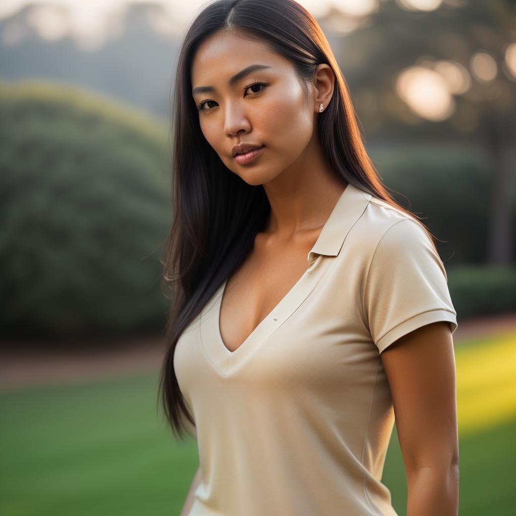  (((realistic full torso frontal head shot of a light tan skin tone woman))), izumi sayuri yamamoto, ((japanese heritage)), immature face, brown eye color, ((long hair style)), ((black hair color)), ((curvy body type)), xxl size, big size, (immature straight slender nose), (immature round cheeks), (immature soft jawline), (immature medium lips), (immature low forehead), (immature even eyebrows), (immature pointed chin), standing straight looking directly into the camera,((wearing fitted polo shirt with deep v neck and monogrammed pocket)), backyard in background, 1girl, best quality, highest quality, award winning photo, masterpiece, raw, professional photography, photorealism, sharp focus, cinematic, high resolution, sharp, hyperrealistic, full body, detailed clothing, highly detailed, cinematic lighting, stunningly beautiful, intricate, sharp focus, f/1. 8, 85mm, (centered image composition), (professionally color graded), ((bright soft diffused light)), volumetric fog, trending on instagram, trending on tumblr, HDR 4K, 8K