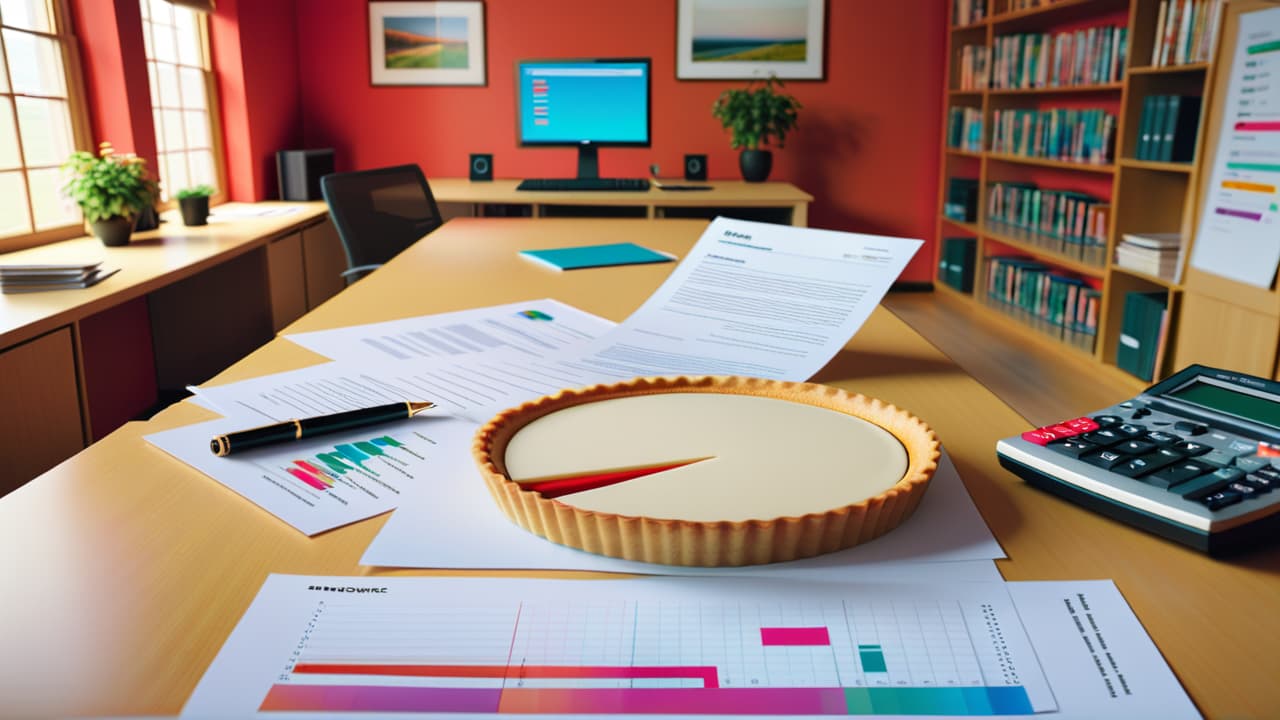  a balanced pie chart segmented into three colorful sections: 50% for needs, 30% for wants, and 20% for savings, set against a backdrop of a serene home office with financial documents and a calculator. hyperrealistic, full body, detailed clothing, highly detailed, cinematic lighting, stunningly beautiful, intricate, sharp focus, f/1. 8, 85mm, (centered image composition), (professionally color graded), ((bright soft diffused light)), volumetric fog, trending on instagram, trending on tumblr, HDR 4K, 8K