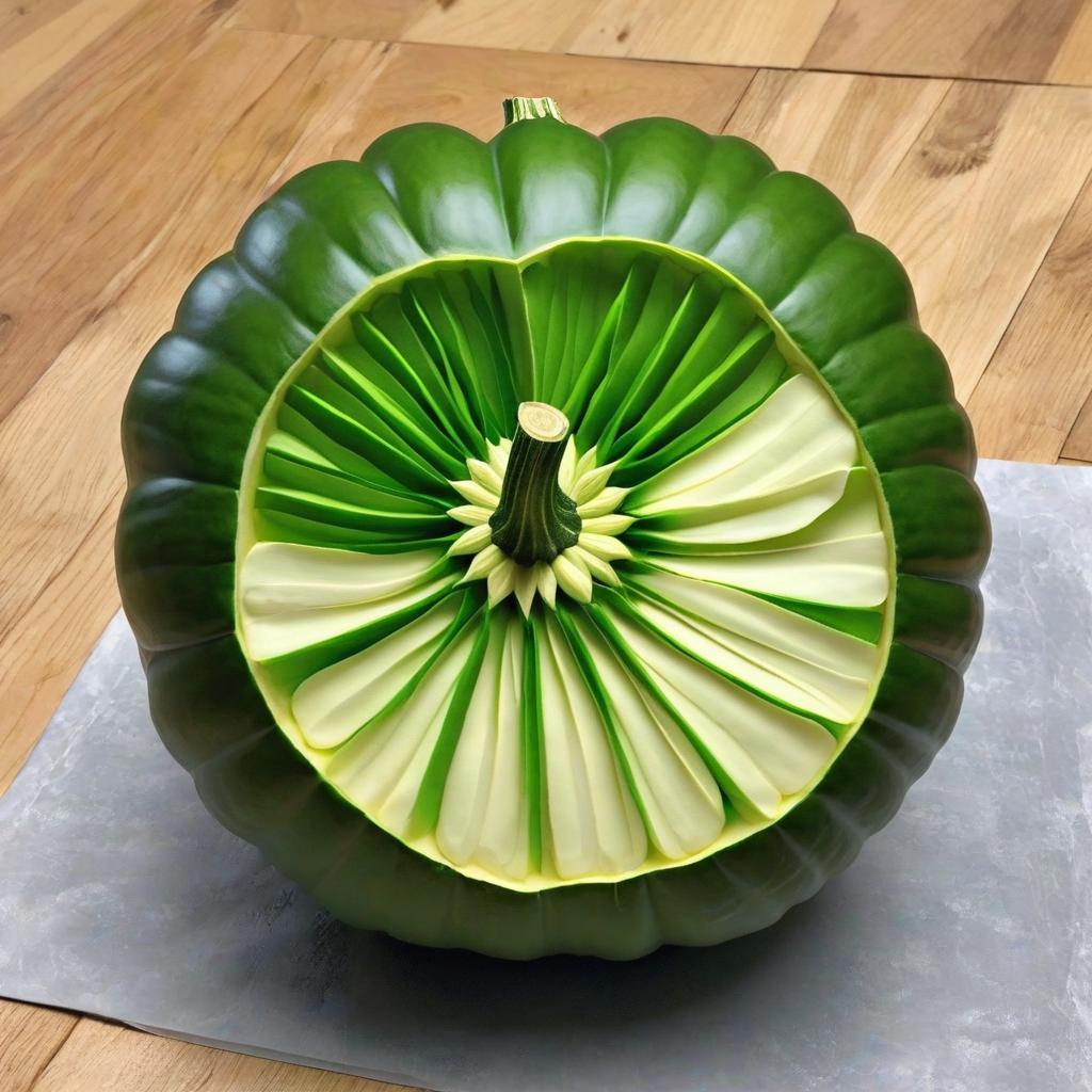  cream an green pumpkin, award winning, professional, highly detailed, masterpiece