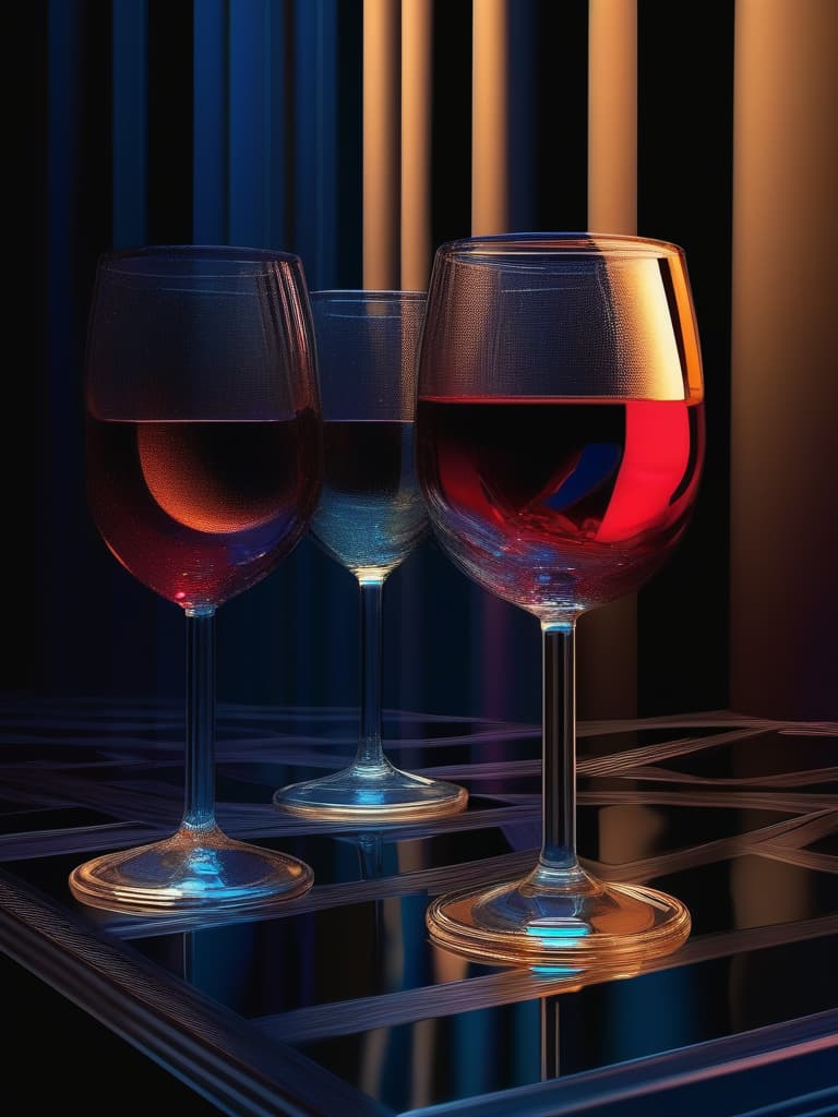  ((dark room:1.2)){wine glass on table🍷(spotlight on wine glass)((wine glass reflecting light:1.5))prism light},super detailed,high resolution,absurd,employed,