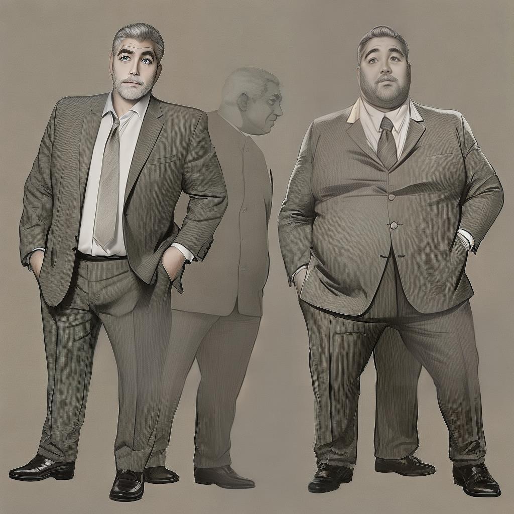  masterpiece, best quality, full length outline pencil drawing of an overweight George Clooney. casually dressed, no suit.