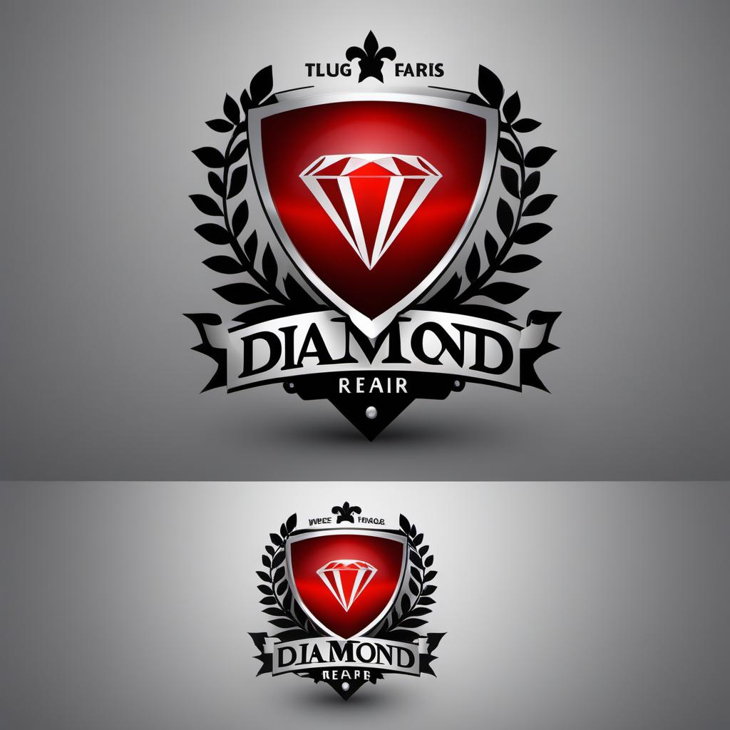  Create more logo variations for 'Diamond Smart Repair' featuring a shining diamond and a car shadow. Use the colors red and black for the design. The logo should convey sophistication, energy, and the company's professionalism in car repair. Generate several unique designs to provide a variety of choices. hyperrealistic, full body, detailed clothing, highly detailed, cinematic lighting, stunningly beautiful, intricate, sharp focus, f/1. 8, 85mm, (centered image composition), (professionally color graded), ((bright soft diffused light)), volumetric fog, trending on instagram, trending on tumblr, HDR 4K, 8K