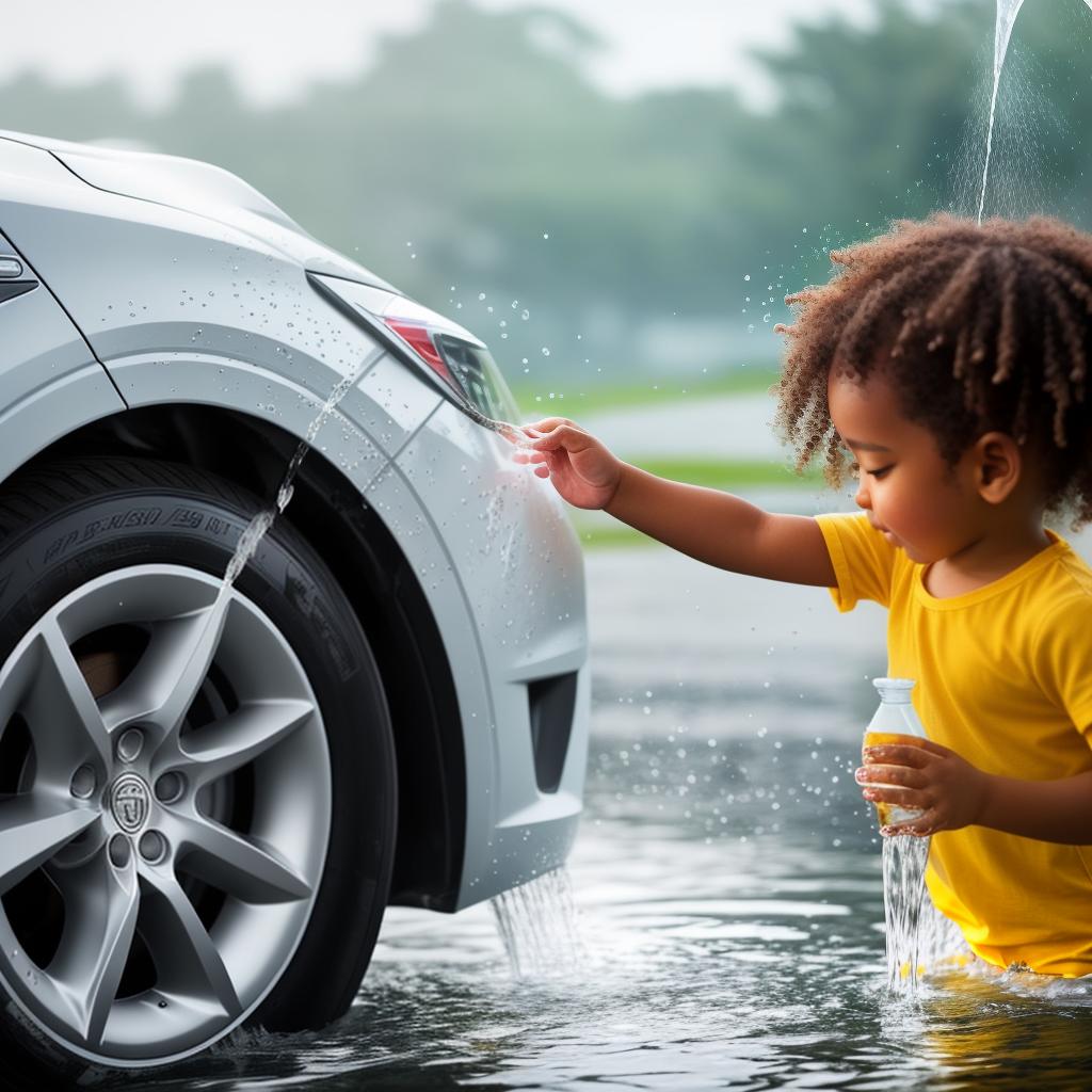  kids washing car and plying with water funny moment hyperrealistic, full body, detailed clothing, highly detailed, cinematic lighting, stunningly beautiful, intricate, sharp focus, f/1. 8, 85mm, (centered image composition), (professionally color graded), ((bright soft diffused light)), volumetric fog, trending on instagram, trending on tumblr, HDR 4K, 8K