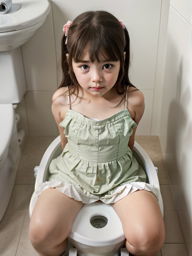  girl in poo, first grader, toilet, masterpiece, best quality,8k,ultra detailed,high resolution,an extremely delicate and beautiful,hyper detail