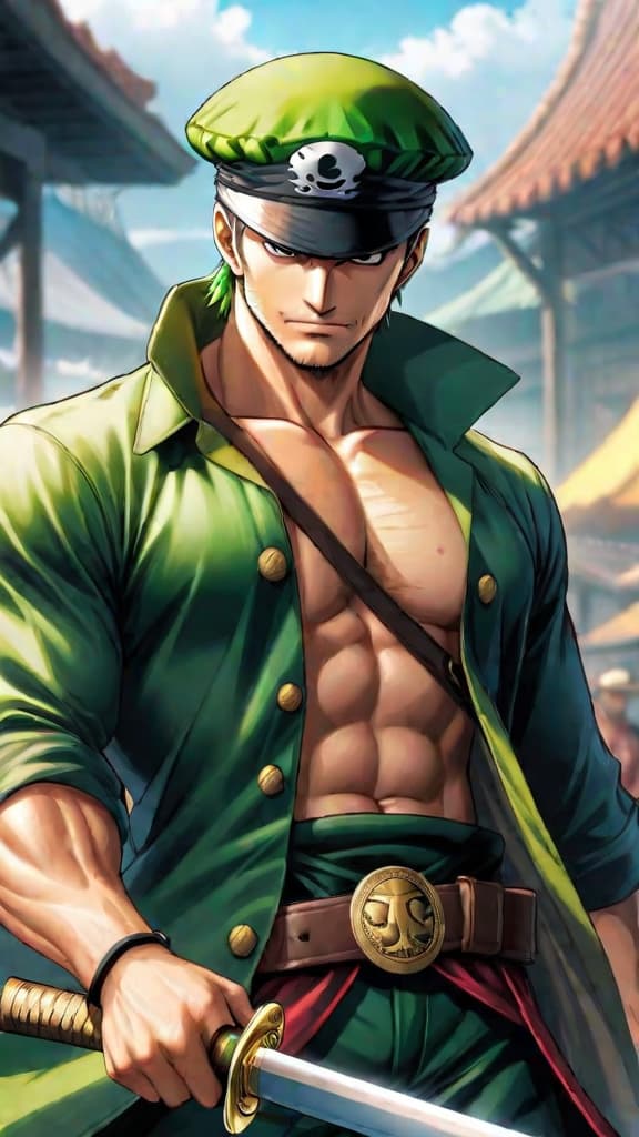  anime art: zoro from one piece training under mihawk, focusing his mind and sharpening instincts. hyperrealistic, full body, detailed clothing, highly detailed, cinematic lighting, stunningly beautiful, intricate, sharp focus, f/1. 8, 85mm, (centered image composition), (professionally color graded), ((bright soft diffused light)), volumetric fog, trending on instagram, trending on tumblr, HDR 4K, 8K