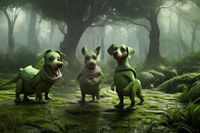  green dachshund with shrek ears, office core, location swamp, realistic, conventional, literal, pixarstyle, playrix, game art, by dreamworks, pixar, sylvain sarrailh, disney, 3d, trending on artstation, 3d artistic render, highly detailed, cartoon, shadows, lighting, pixar render, unreal engine cinematic smooth, intricate detail