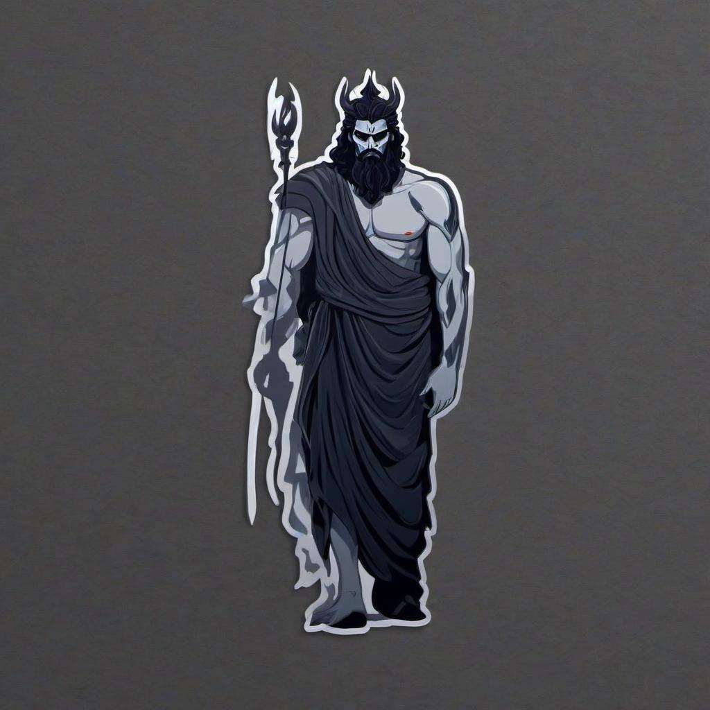  minimalist style draw the greek god of hades in full growth . simple, clean, uncluttered, modern, elegant, sticker