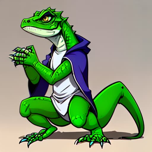  a character for a video game. an anthropomorphic lizard in priest's clothing.