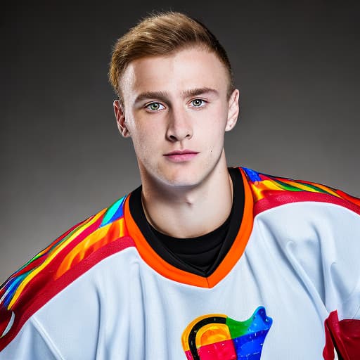 portrait+ style Russian LGBT queer hockey player blonde hunk dude face