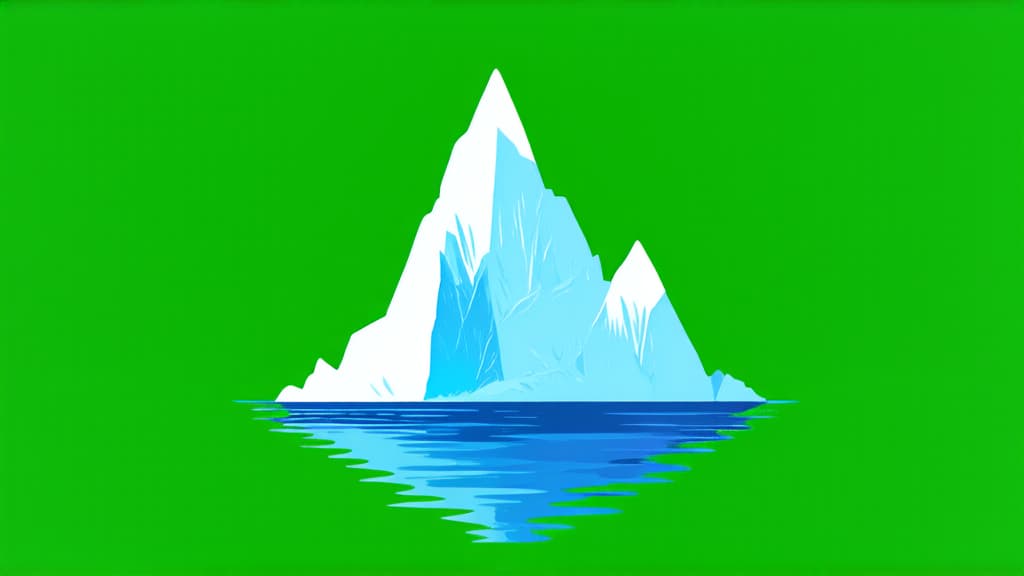  flat illustration, flaticon, (illustration:1.15), iceberg on a green background ar 16:9, [cory loftis, strobist, pascal campion :: 0.2]