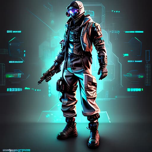  Cod cyberphunk Ghost character with Shots Name
