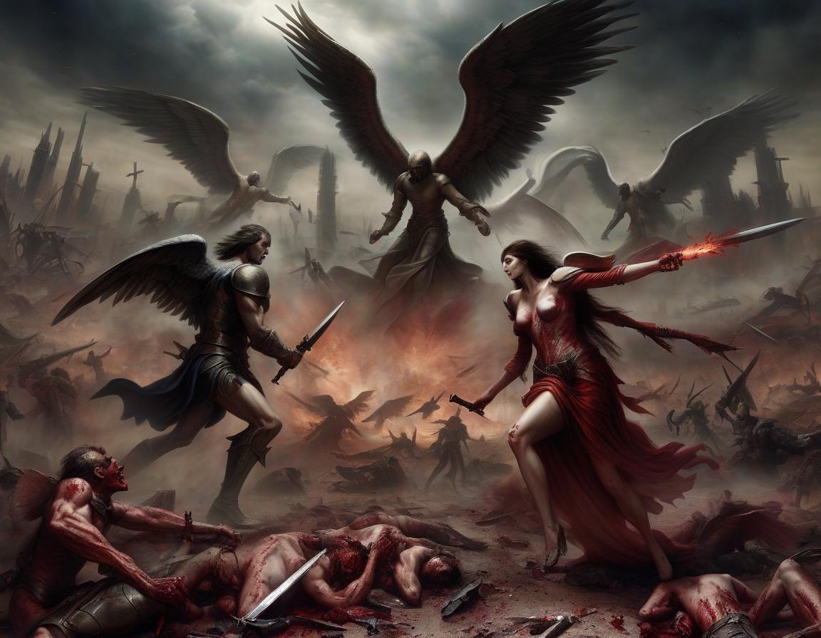  the battle of the angels of men in the bloody wastelands.