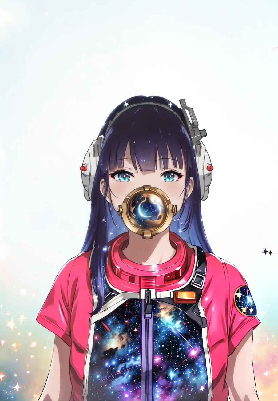  anime style, astronaut in space, fully detailed outer space background with stars, galaxies, nebulae, vibrant colors, wearing detailed space suit, cosmic scene, highly detailed spacesuit, complete space environment hyperrealistic, full body, detailed clothing, highly detailed, cinematic lighting, stunningly beautiful, intricate, sharp focus, f/1. 8, 85mm, (centered image composition), (professionally color graded), ((bright soft diffused light)), volumetric fog, trending on instagram, trending on tumblr, HDR 4K, 8K