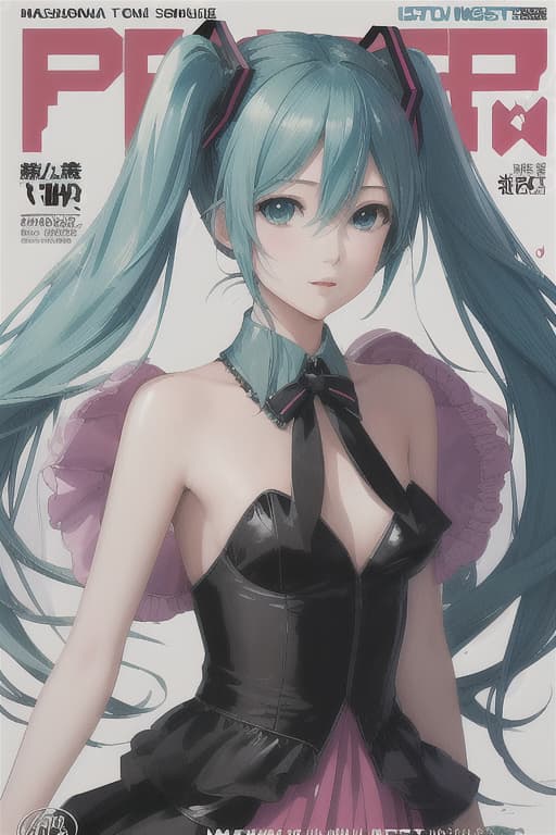  cover,1girl,hatsune miku, masterpiece, best quality,(magazine cover, fashionmagcover, english text, username, watermark, artist name, signature:1.1)