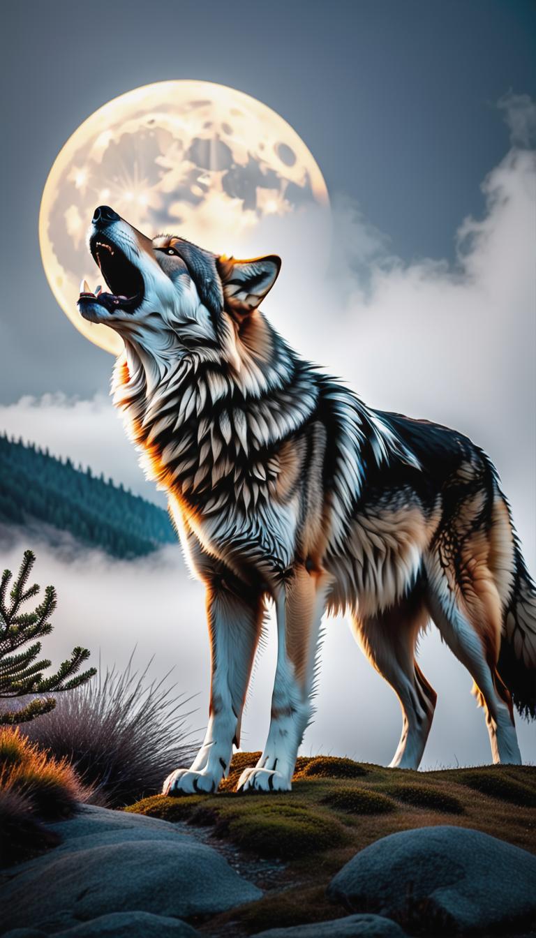  minimalist tattoo style depiction of a wolf howling at the moon. simple, powerful, black or grey lines on a light, solid color background., using simple and powerful black or grey lines on a light, solid color background. hyperrealistic, full body, detailed clothing, highly detailed, cinematic lighting, stunningly beautiful, intricate, sharp focus, f/1. 8, 85mm, (centered image composition), (professionally color graded), ((bright soft diffused light)), volumetric fog, trending on instagram, trending on tumblr, HDR 4K, 8K