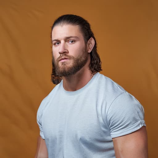 portrait+ style WWE queer superstar brunette hunk dude face