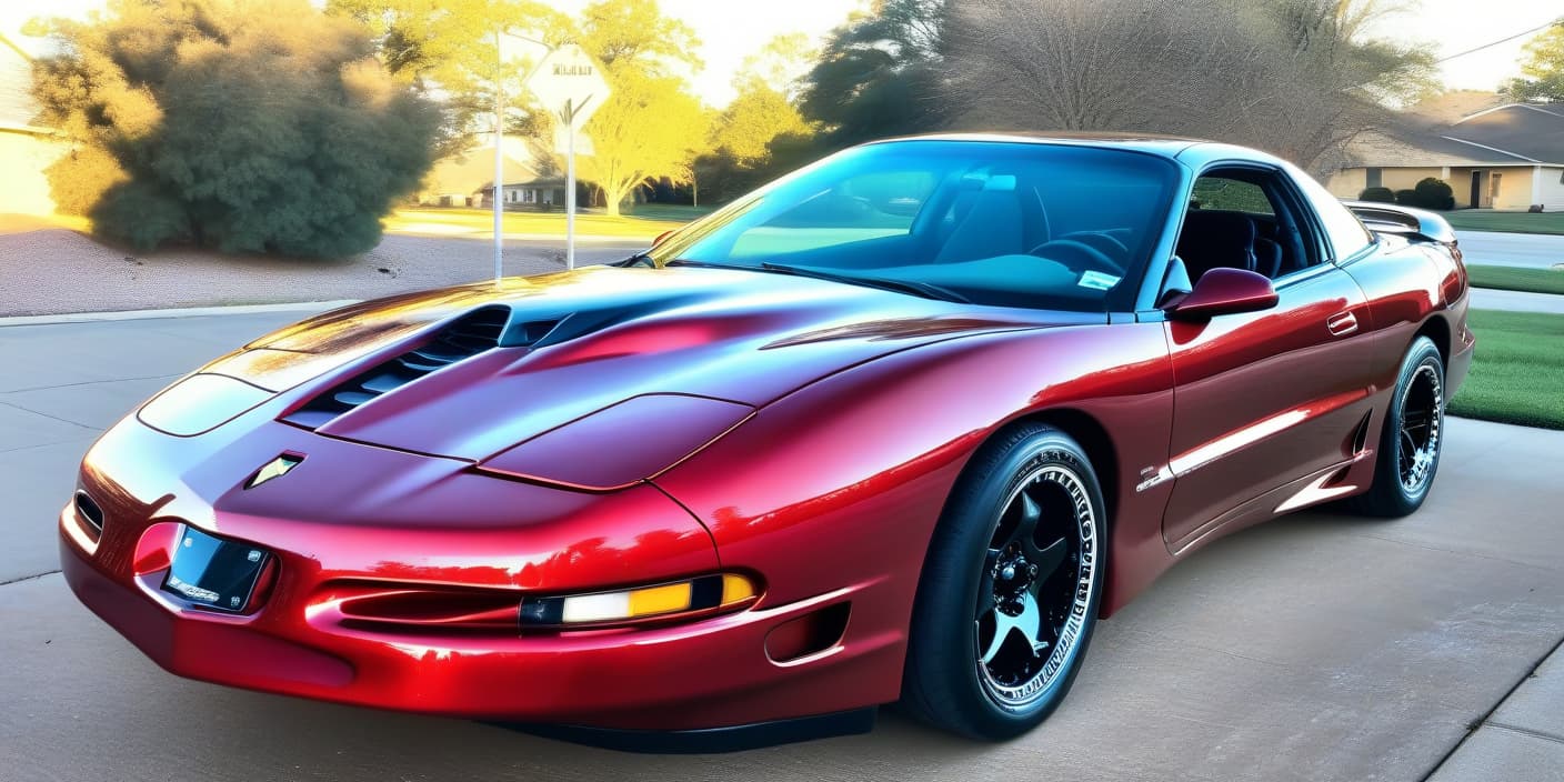  1995 red trans am with american racing wheels and mickey thompson tires