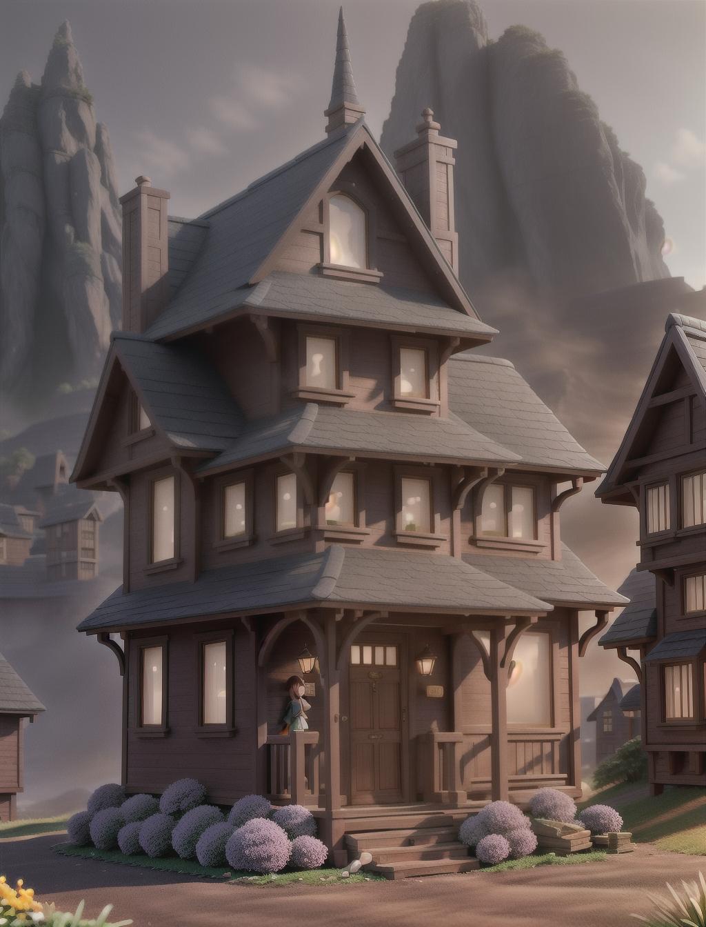  Houses hyperrealistic, full body, detailed clothing, highly detailed, cinematic lighting, stunningly beautiful, intricate, sharp focus, f/1. 8, 85mm, (centered image composition), (professionally color graded), ((bright soft diffused light)), volumetric fog, trending on instagram, trending on tumblr, HDR 4K, 8K