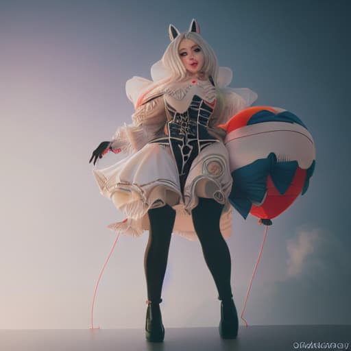  Balloon Girl anime flying inflatable hyperrealistic, full body, detailed clothing, highly detailed, cinematic lighting, stunningly beautiful, intricate, sharp focus, f/1. 8, 85mm, (centered image composition), (professionally color graded), ((bright soft diffused light)), volumetric fog, trending on instagram, trending on tumblr, HDR 4K, 8K