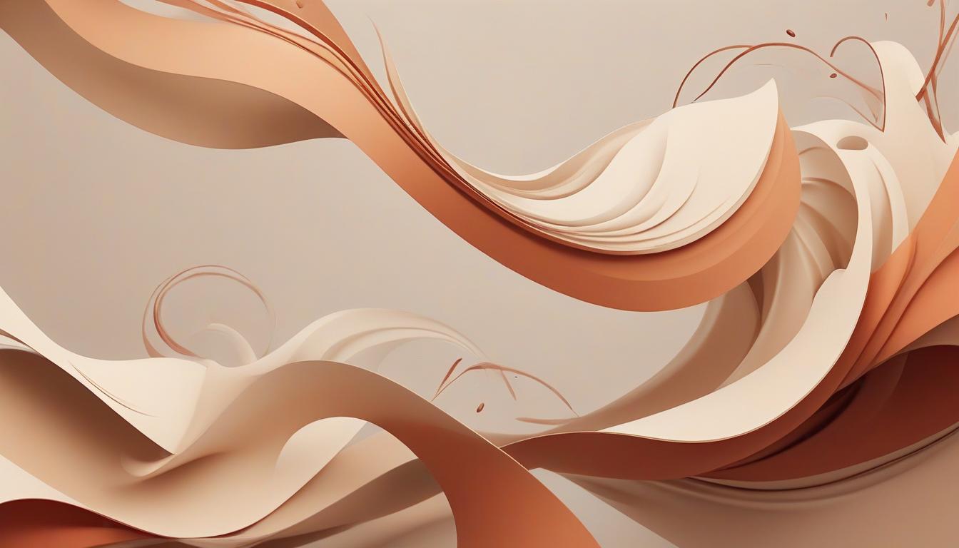  create an abstract art cover in pdf format embodying the concept of an eco friendly lifestyle. use smooth lines and curves reminiscent of wind and water, and a limited range of beige and cinnamon colors. use modern minimalistic typography to design the title to give it a fresh and dynamic look.