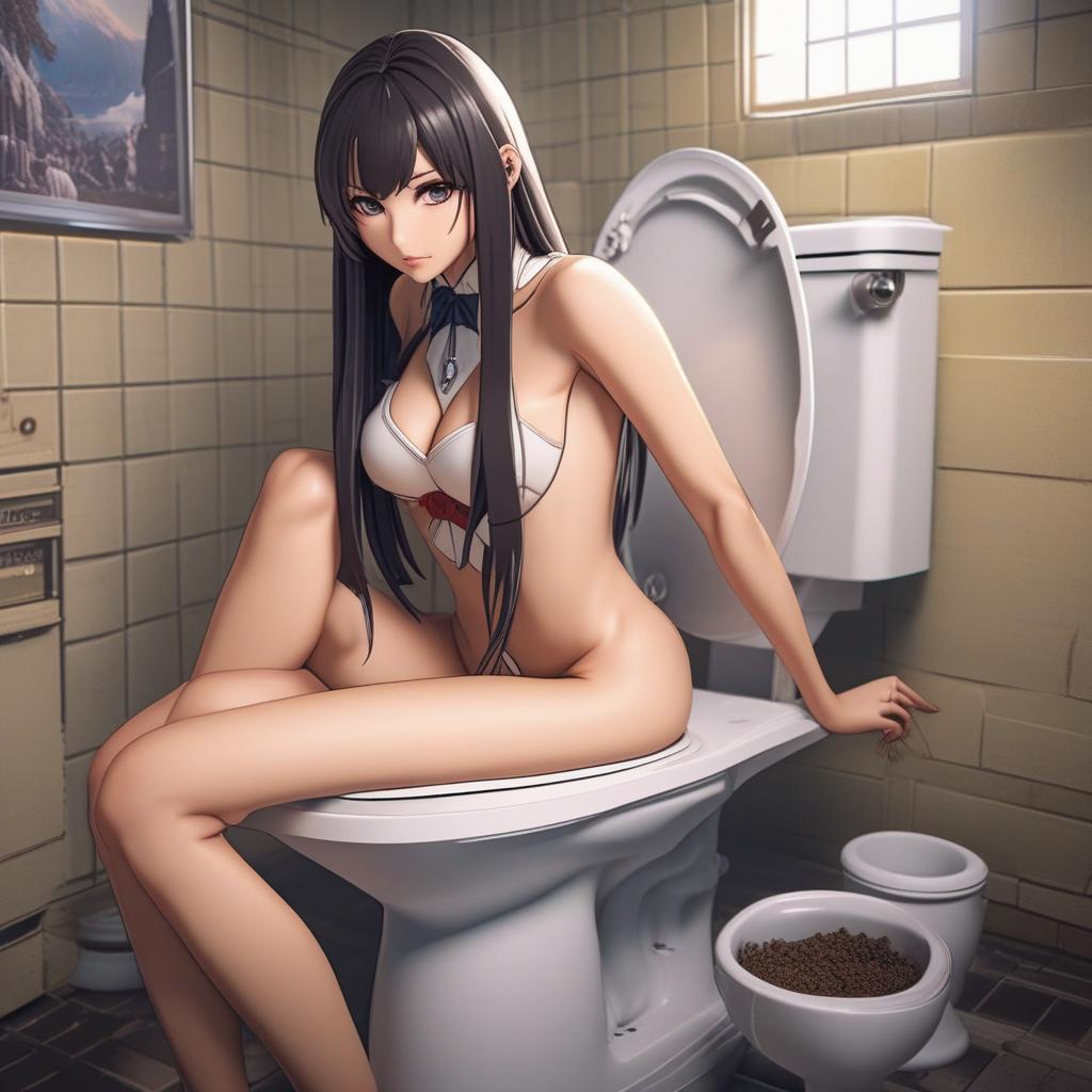  naked college girl pooping on toilet, show poop, ((anime)) hyperrealistic, full body, detailed clothing, highly detailed, cinematic lighting, stunningly beautiful, intricate, sharp focus, f/1. 8, 85mm, (centered image composition), (professionally color graded), ((bright soft diffused light)), volumetric fog, trending on instagram, trending on tumblr, HDR 4K, 8K