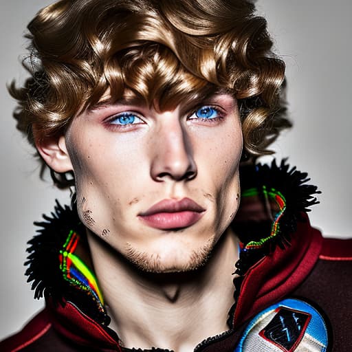 portrait+ style Russian LGBT queer skater blonde hunk dude face