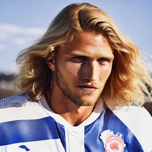 portrait+ style UEFA superstar blonde hunk dude face