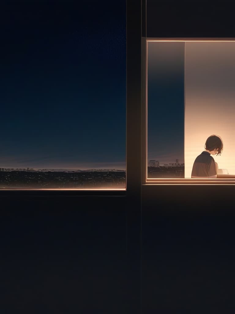   hair brown mocha looking outside window back view sky night stars visible window outside scenery night view bright sadness from separation with man evident