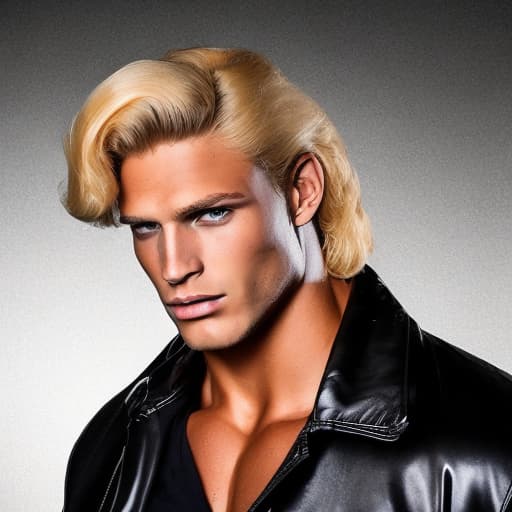 portrait+ style bodybuilding superstar blonde hunk dude face