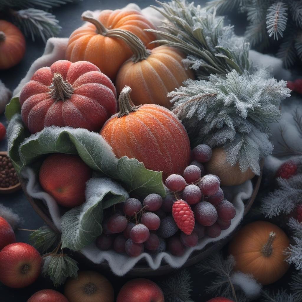  Winter harvest hyperrealistic, full body, detailed clothing, highly detailed, cinematic lighting, stunningly beautiful, intricate, sharp focus, f/1. 8, 85mm, (centered image composition), (professionally color graded), ((bright soft diffused light)), volumetric fog, trending on instagram, trending on tumblr, HDR 4K, 8K