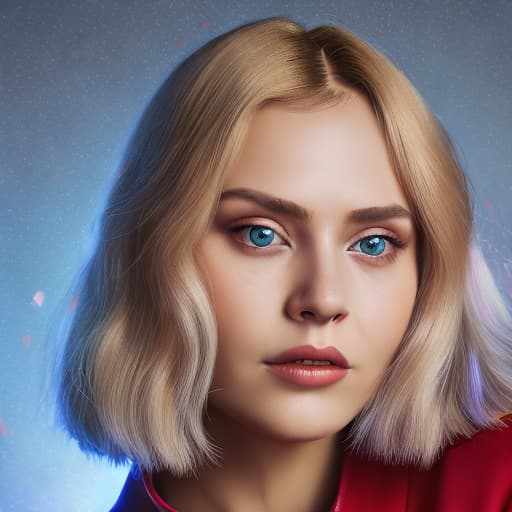 portrait+ style Russian queer TV actress blonde female face