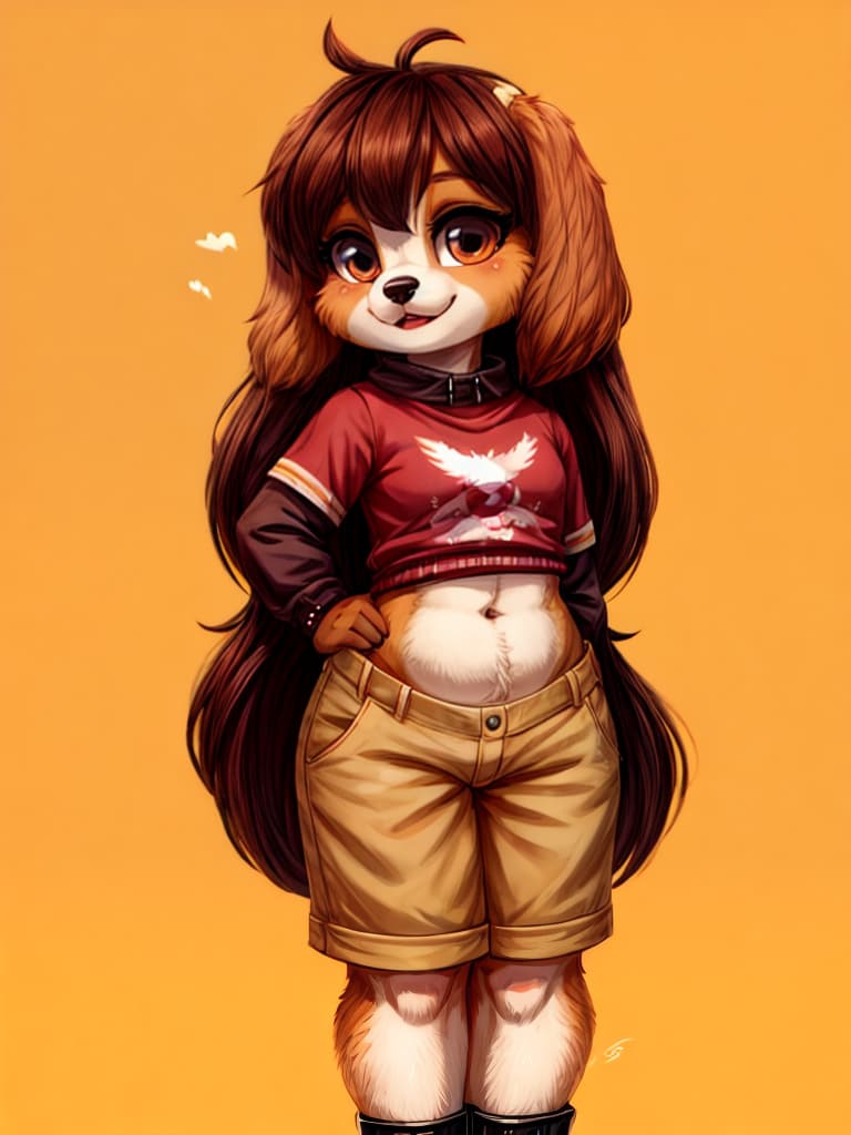  swf anthropomorphic english cocker spaniel female curvy, no background