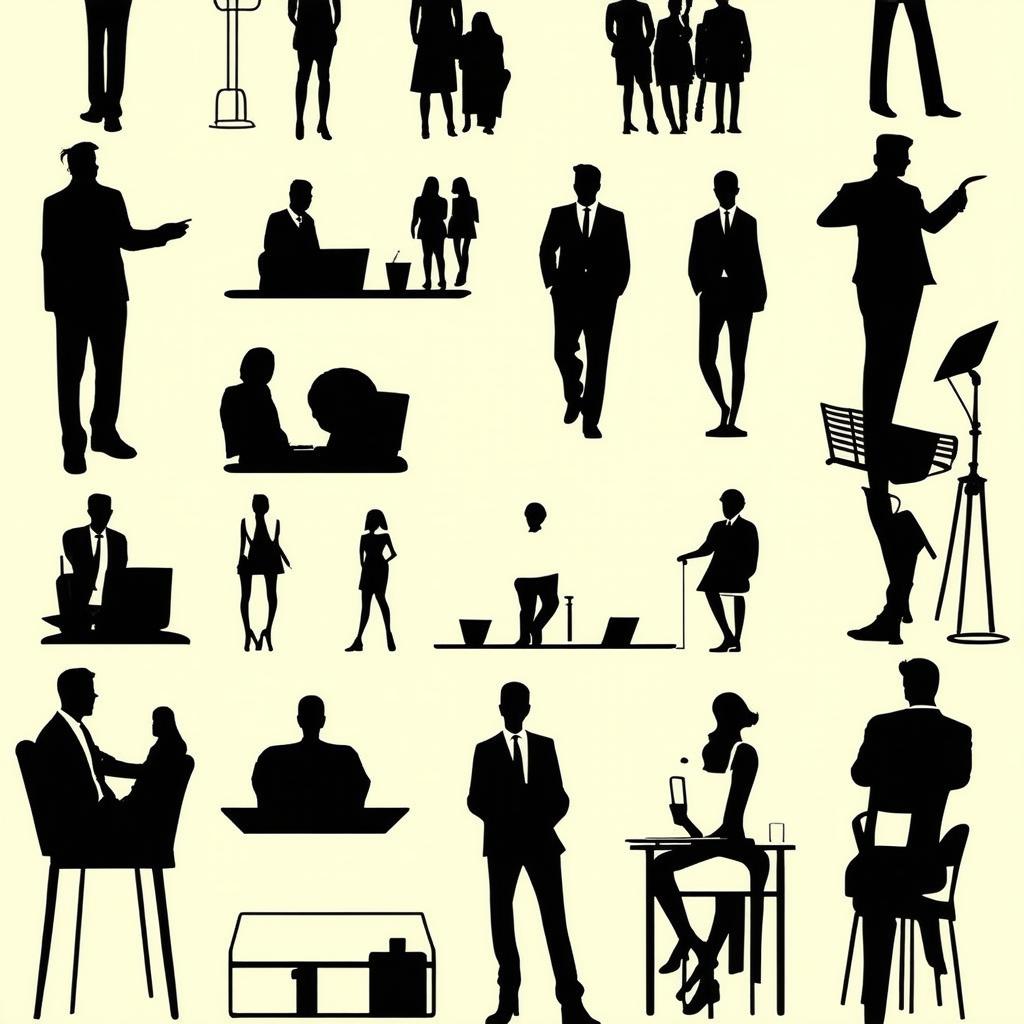  flat illustration, flaticon, (illustration:1.15), lots of people. background with silhouettes of a man and a woman of different ages and professional backgrounds, [cory loftis, strobist, pascal campion :: 0.2]