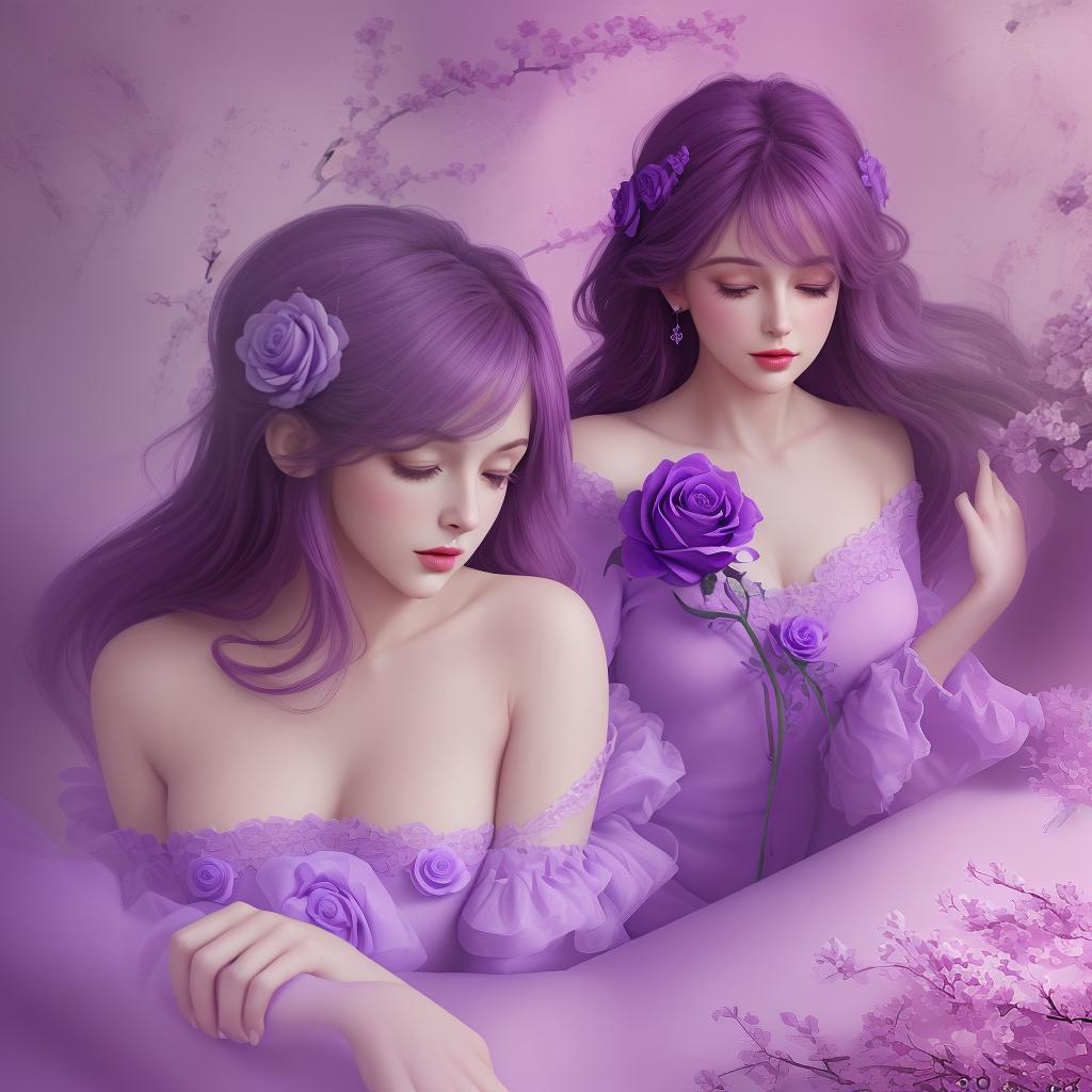  purple rose wall decor in the style of digital art techniques soft and dreamy atmosphere decorative paintings uhd image free brushwork digital painting high resolution