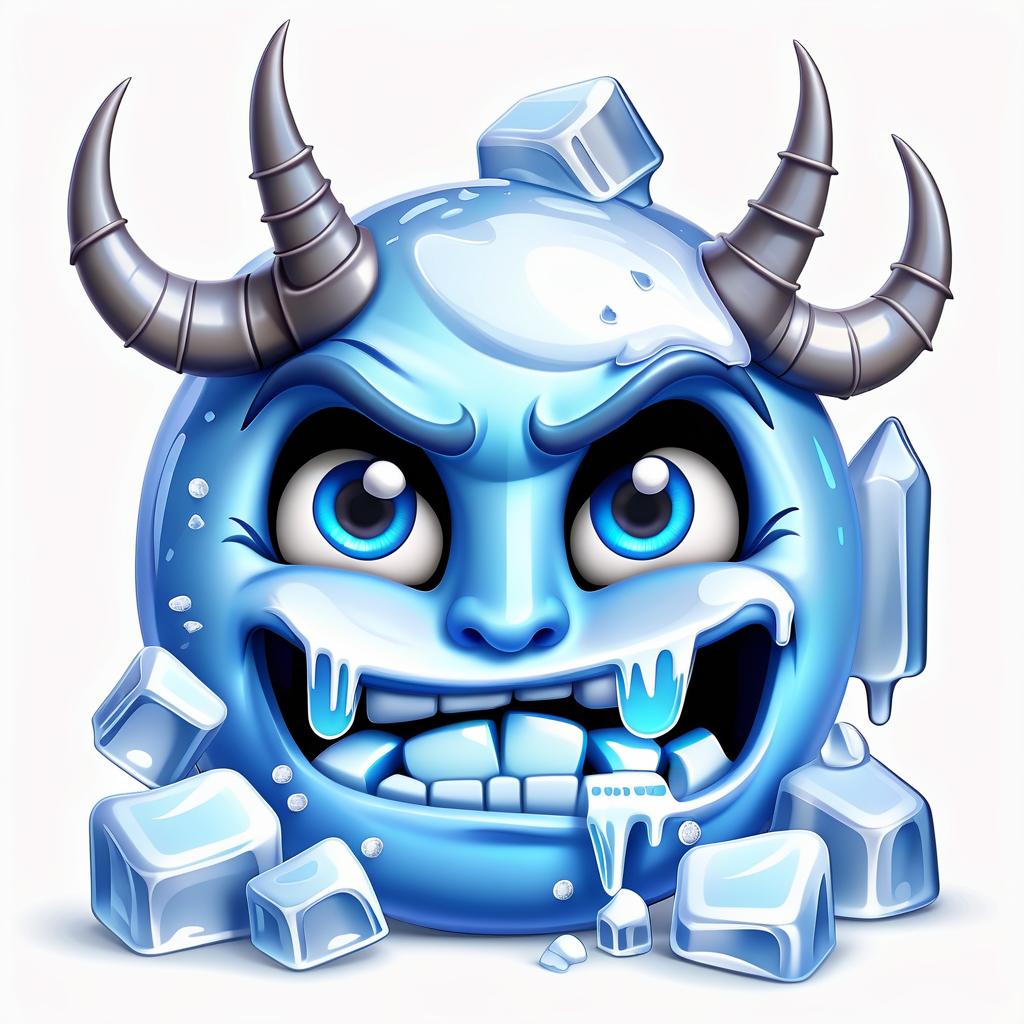  emoji with horns froze and turned into ice,