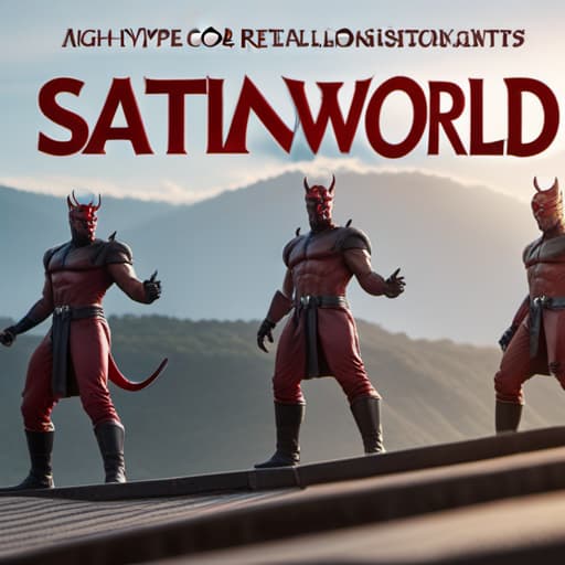  satan world soft sunrise shades hyperrealistic, full body, detailed clothing, highly detailed, cinematic lighting, stunningly beautiful, intricate, sharp focus, f/1. 8, 85mm, (centered image composition), (professionally color graded), ((bright soft diffused light)), volumetric fog, trending on instagram, trending on tumblr, HDR 4K, 8K