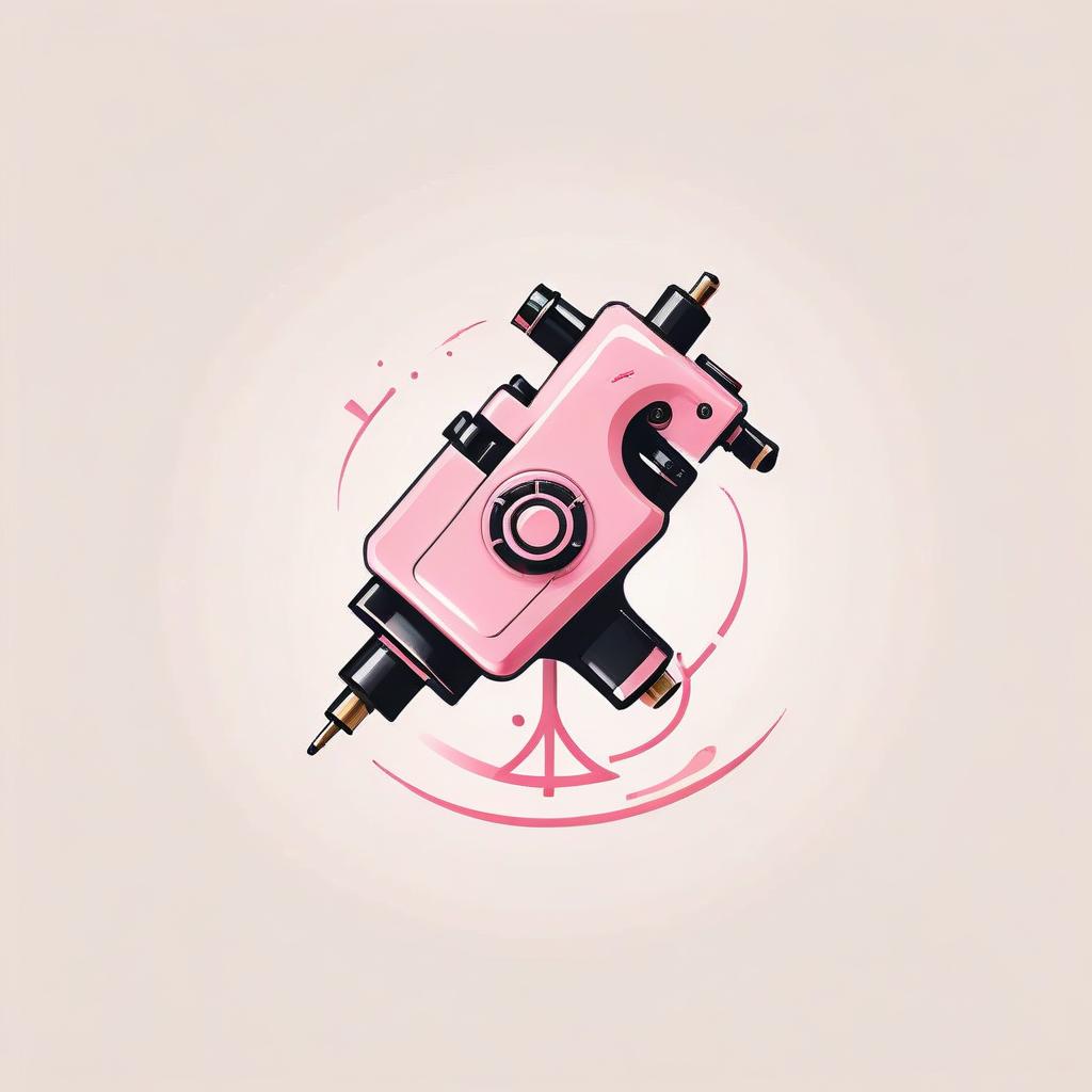  minimalist style draw a rotary pink tattoo machine . simple, clean, uncluttered, modern, elegant, logo