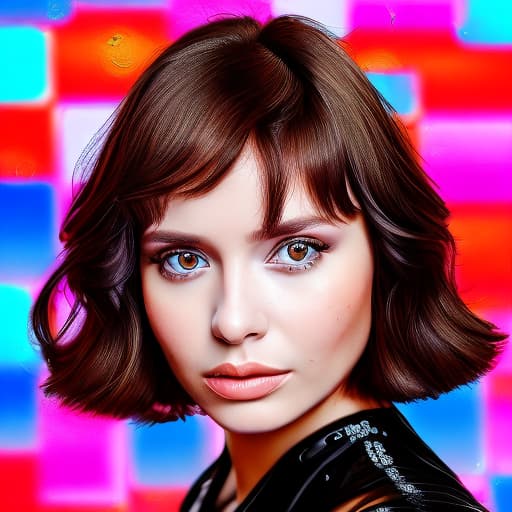 portrait+ style Russian queer TV actress brunette female face