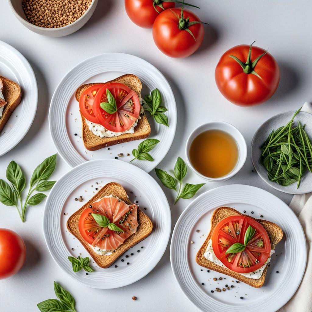  realistic close up portrait meal photo of (((Toast with tomato and smoked fish))), with (smoked fish filet, Pink sliced, Whole wheat bread, Black pepper), ((served in a white plate)), ((with white background)), (((Healthy Eating Plate))), (((Harvard Eating Plate))), ((food photography)), with macro lens, shallow depth of field, highly detailed, natural lighting, natural colors, photorealism, Canon EOS R3, nikon, f/1.4, ISO 200, 1/160s, 8K, RAW, unedited, in-frame hyperrealistic, full body, detailed clothing, highly detailed, cinematic lighting, stunningly beautiful, intricate, sharp focus, f/1. 8, 85mm, (centered image composition), (professionally color graded), ((bright soft diffused light)), volumetric fog, trending on instagram, trending on tumblr, HDR 4K, 8K