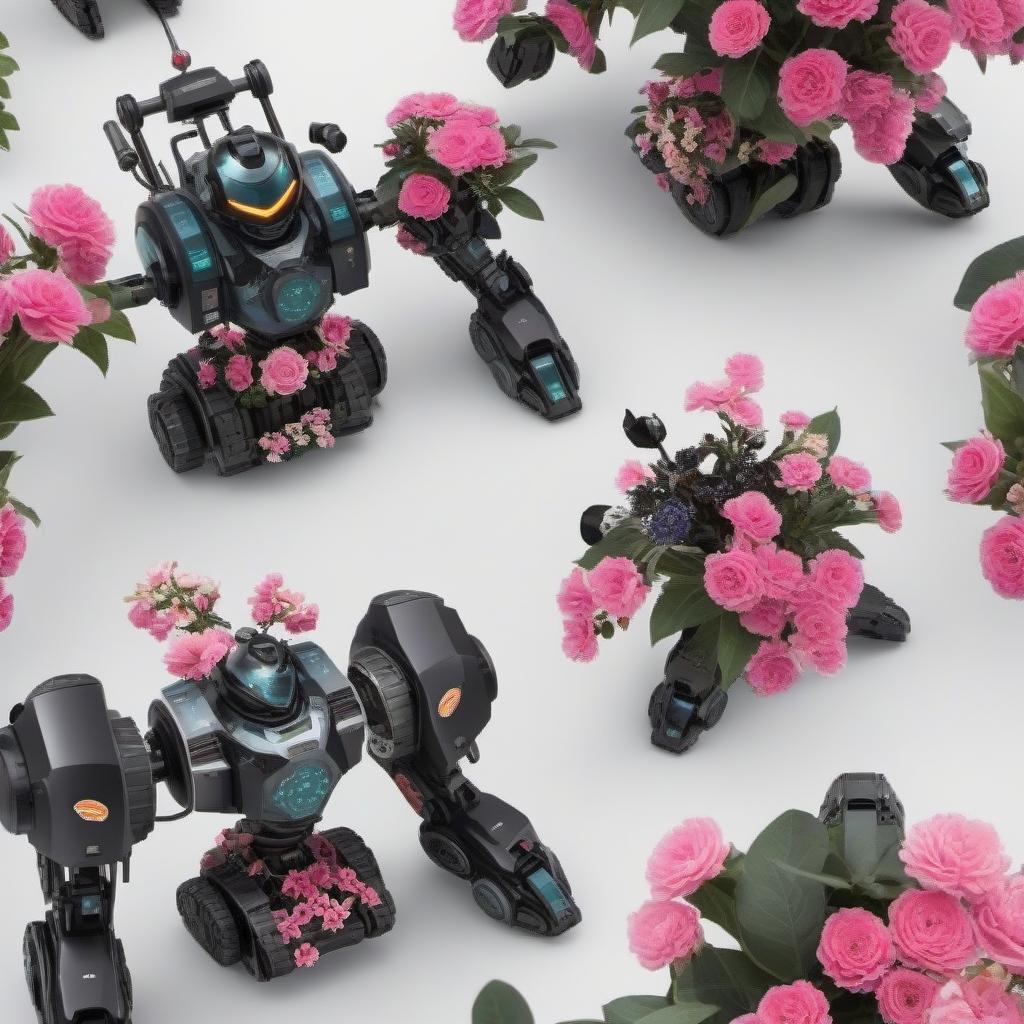  flowers ::.25 robot ::.25 hybrid mix of robots and ships -s 200 -c 10 -ar 3:4 -v 6