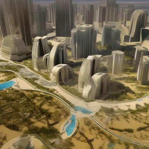 dvarchmodern a city in the desert an oasis with nanotechnology forward to the future. biopunk