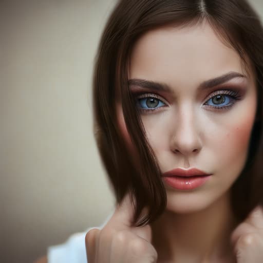 portrait+ style Russian queer TV actress brunette female face