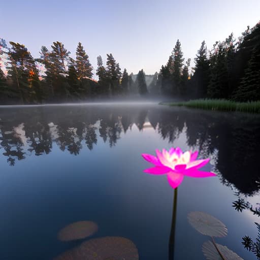 redshift style glowing lotus in the middle of the swamp hyperrealistic, full body, detailed clothing, highly detailed, cinematic lighting, stunningly beautiful, intricate, sharp focus, f/1. 8, 85mm, (centered image composition), (professionally color graded), ((bright soft diffused light)), volumetric fog, trending on instagram, trending on tumblr, HDR 4K, 8K