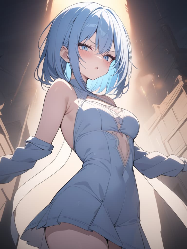  light blue hair, light blue eye, bob hair, darkness, hatred, angry crying, night, world end, masterpiece, best quality,8k,ultra detailed,high resolution,an extremely delicate and beautiful,hyper detail