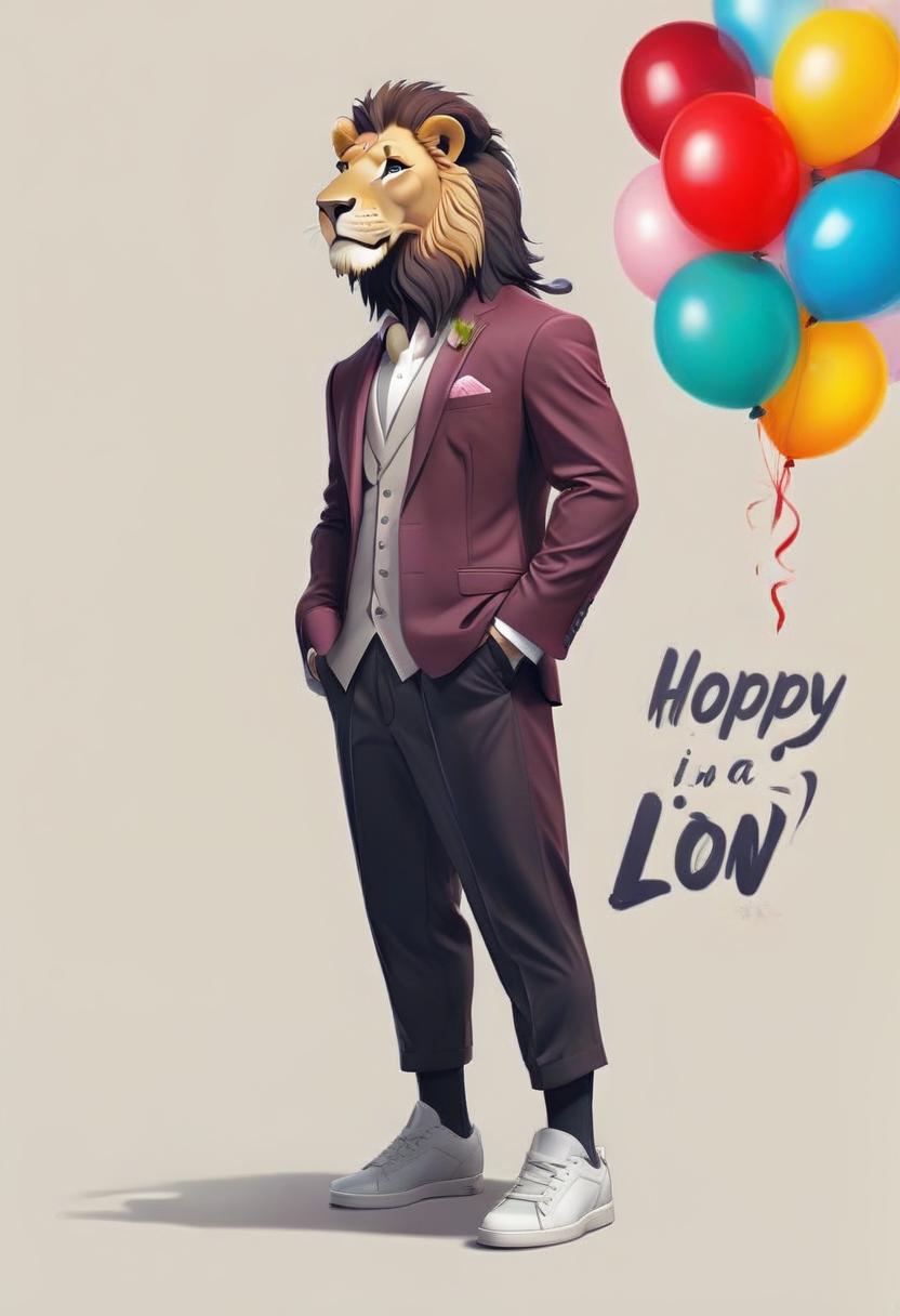  a lion in a wedding suit, logo, hkmagic