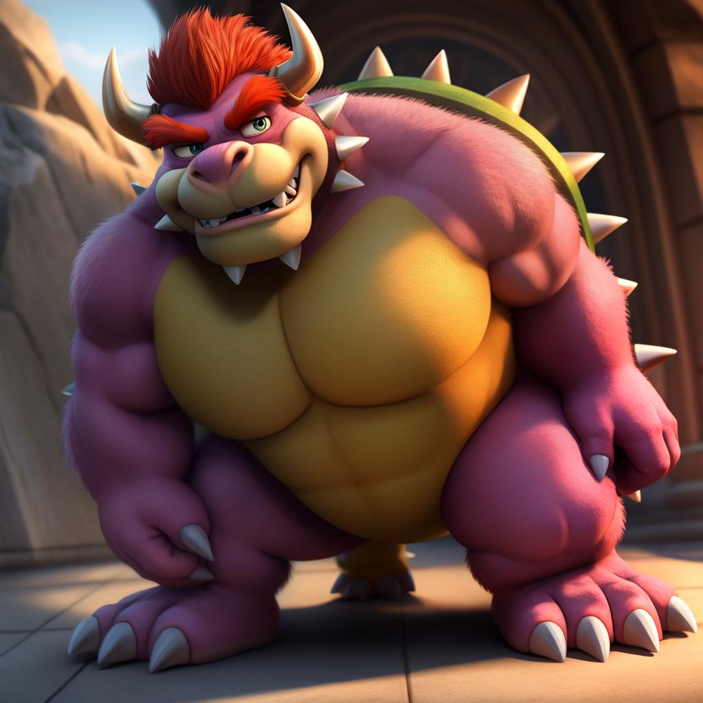  Bowser (monsters inc), full body, open eyes, masterpiece, 4k, fine details,